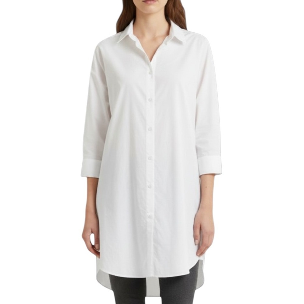 MELISSA NEPTON Mia Crisp Cotton Poplin OVERSIZED BIG Button-Up Shirt Top SIZE M